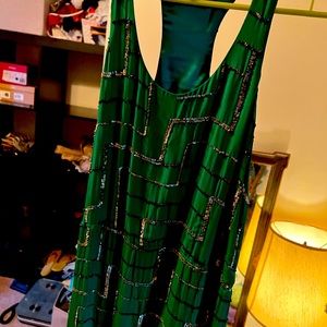 Parker dress green with gold sequins. Size Medium